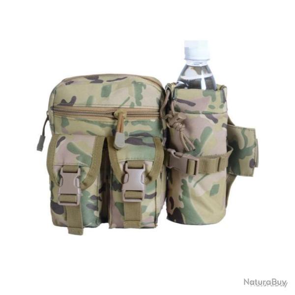 Sac banane multipoches camouflage + porte bouteille - cp - LIVRAISON GRATUITE