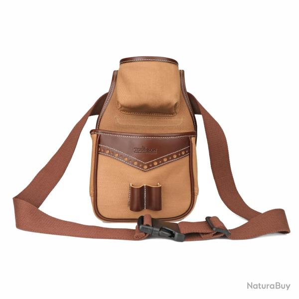 Sacoche de ball-trap de luxe en cuir & toile - tourbon - LIVRAISON GRATUITE
