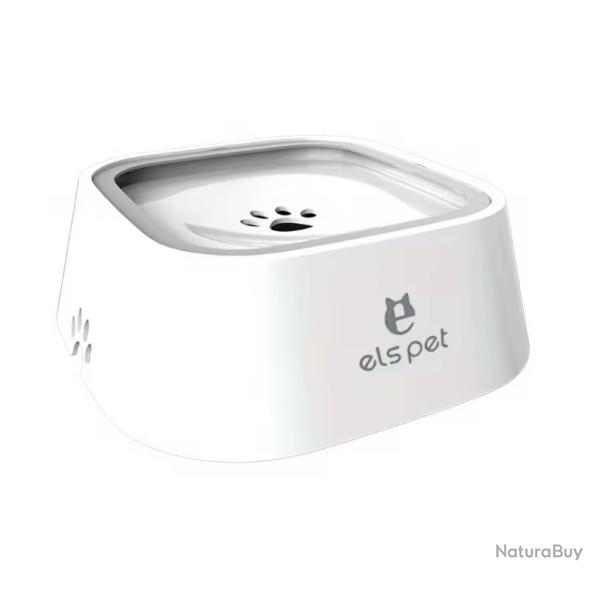 Bol d'eau Anti-Dbordement pour Animaux - Chiens & Chats 1,5 L Blanc