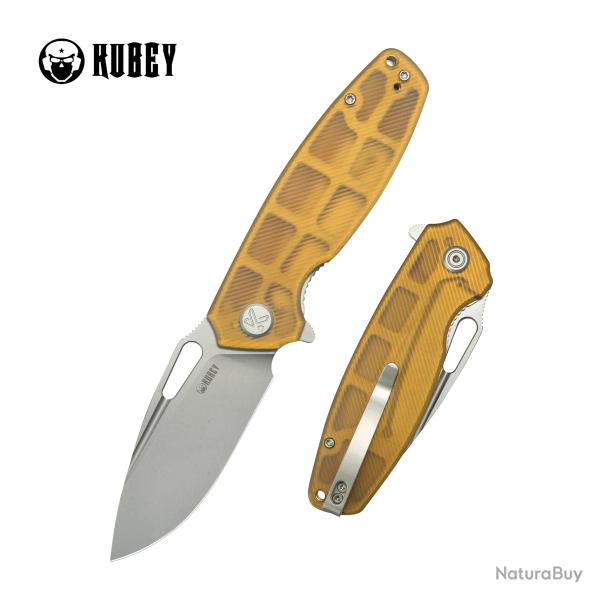 Couteau Kubey Tityus Ultem Lame Acier 14C28N Manche G10 IKBS Linerlock Clip KUB322R