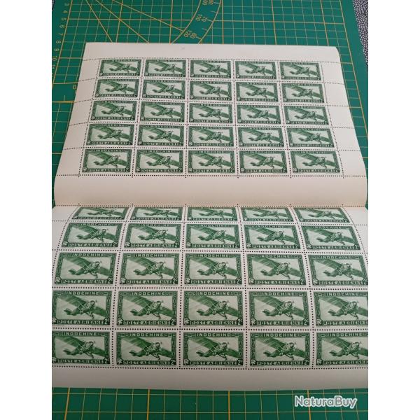 Feuille timbres complte Indochine poste arienne numero2