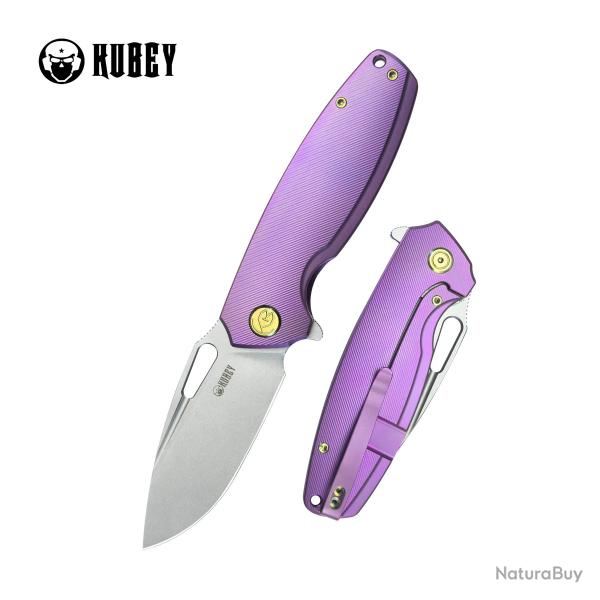 Couteau Kubey Tityus Lame Acier 14C28N Manche Titane 6AL4V Purple Framelock IKBS KUB360C