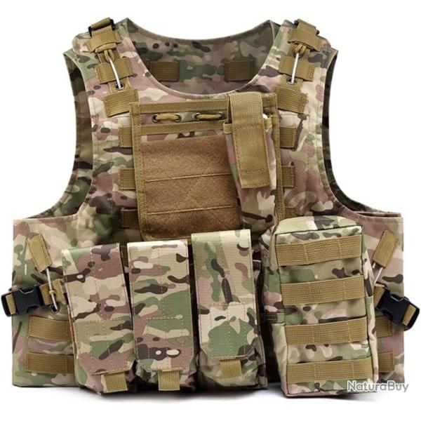 Gilet Tactique Militaire de Chasse Tissu Oxford 600D