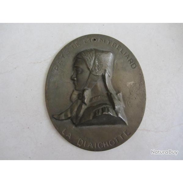 Plaque en bronze La Diaichotte Montb�liard 1900
