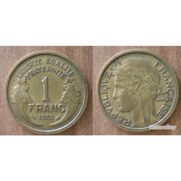 France 1 Franc 1933 Morlon Tete de Laurier Piece de Francs