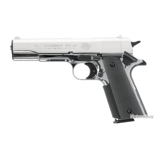Pistolet d'alarme COLT GOVERNMENT 1911 A1 CHROME CAL.9MM PAK 8CPS