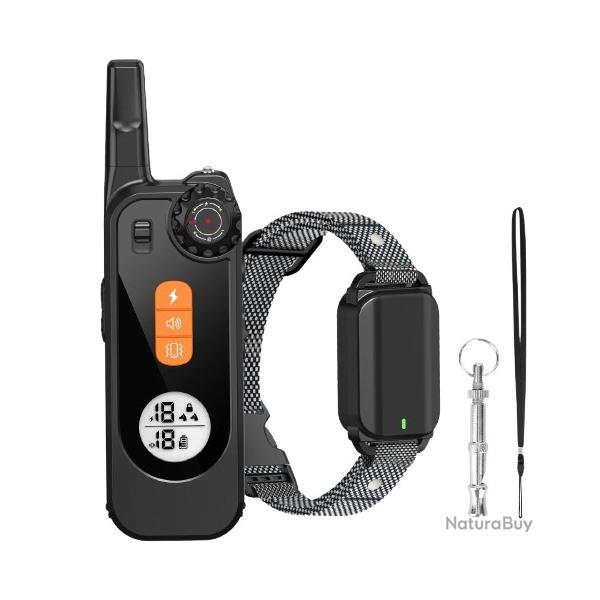 Collier de Dressage Chien IPX7 Etanche T�l�commande Longue Port�e Bip Vibration Choc Anti-Aboiement