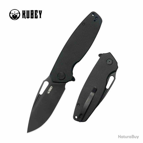 Couteau Kubey Tityus Black Lame Acier 14C28N Blk Manche G10 IKBS Linerlock Clip KUB322T