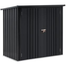 Abri de jardin cabane cabanon en m&eacute;tal 145 x 86 x 135 cm acier inoxydable acier galvanis&eacute; noir 14_0