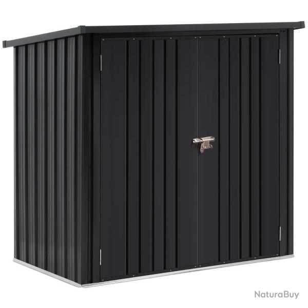 Abri de jardin cabane cabanon en m�tal 145 x 86 x 135 cm acier inoxydable acier galvanis� noir 14_0