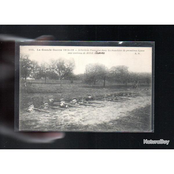 infanterie fran�aise dans les tranch�es de premi�res lignes aux environs de roye somme 1914-15 cpa