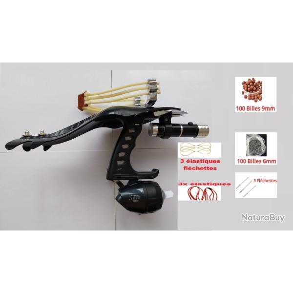 Fronde de Pr�cision Laser 3x �lastiques Puissants Protection Main + Lampe LIVRAISON OFFERTE