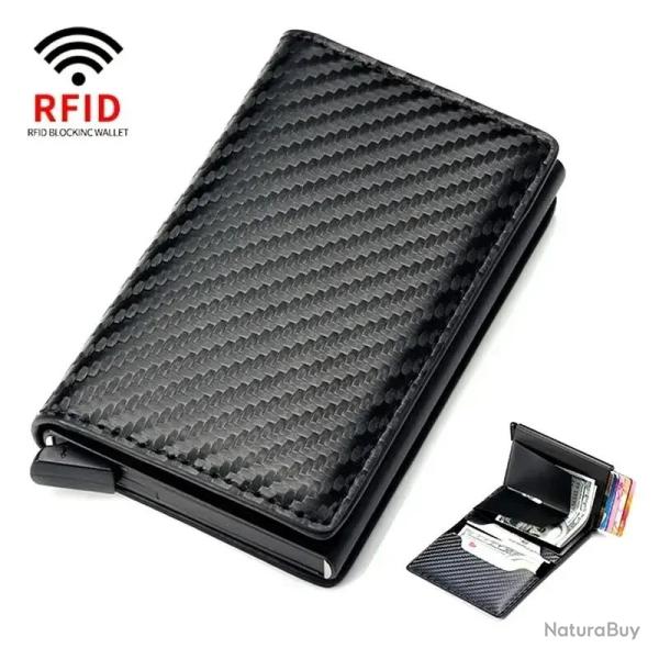 Porte-Cartes Rigide Anti-RFID Noir Carbone | Aluminium & Carbone | Ultra-fin & Robuste