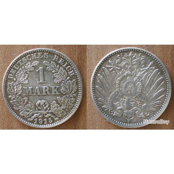 Allemagne 1 Mark 1915 Atelier J Piece Argent Aigle Reich