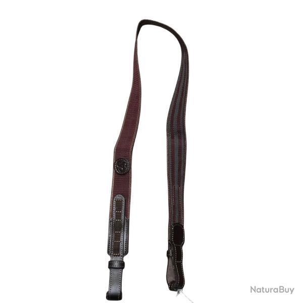 Bretelle SAUER cuir et tissu marron anti d�rapant