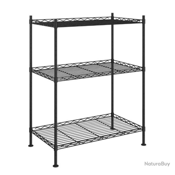 tagre de rangement 3 niveaux 60x35x76 cm Noir Fer pratique transportable facile