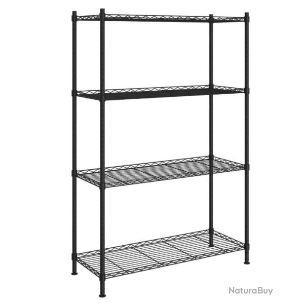 tagre rangement 4 niveaux 90x35x137 cm Noir fer pratique transportable facile