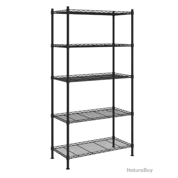 tagre de rangement 5 niveaux 90x35x180 cm Noir fer robuste pratique transportable facile