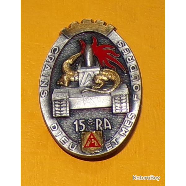 15� R�giment d'Artillerie, ovale, dos lisse, 2 pontets, FABRICANT DELSART SENS  ,  HOMOLOGATION 2546