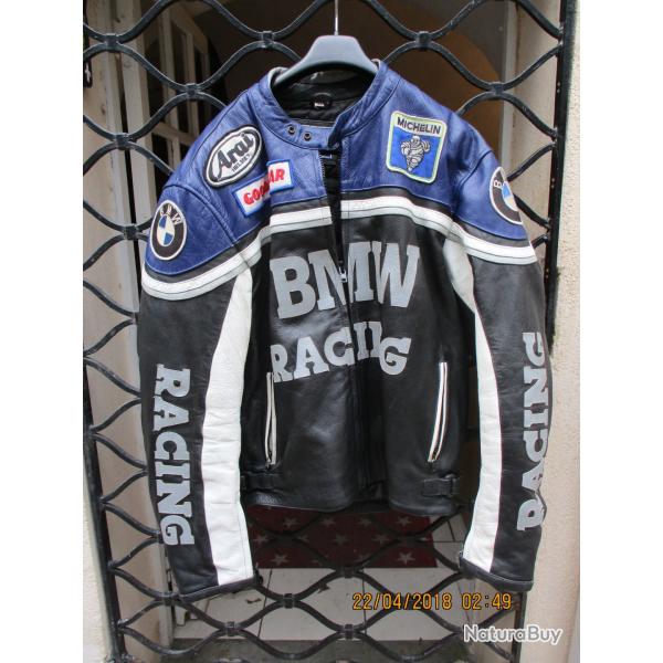 blouson cuir  de moto bmw