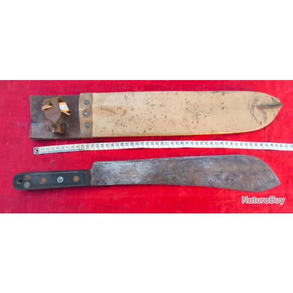 Machette anglaise r�glementaire fourreau cuir sable Blackman 1951, lame Kitchener Sheffield 1955