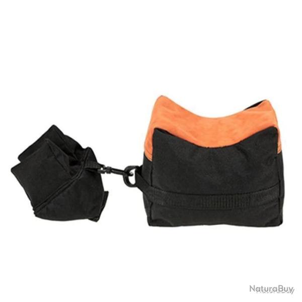 2x Sacs de tir avant et arriere - chevalet de tir ou de r�glage - noir / orange - LIVRAISON GRATUITE
