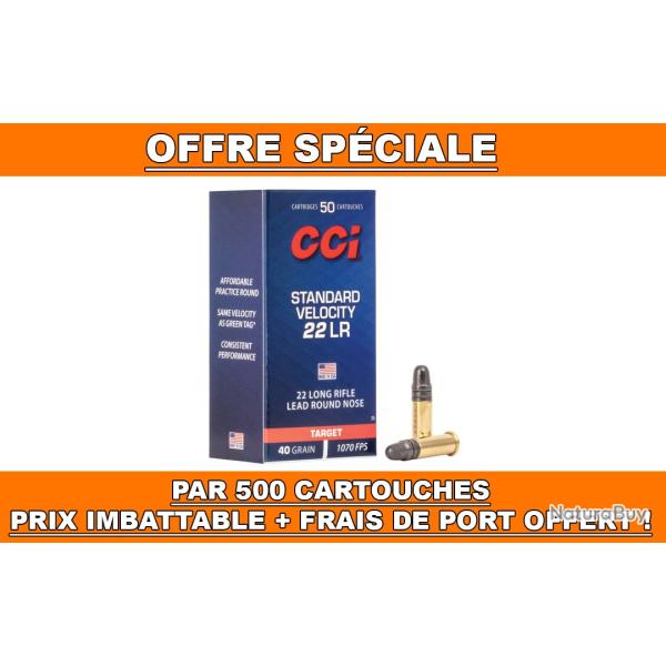 IMBATTABLE ! BOITE DE 500 CARTOUCHES CCI STANDARD VELOCITY LRN CAL.22LR 40GR