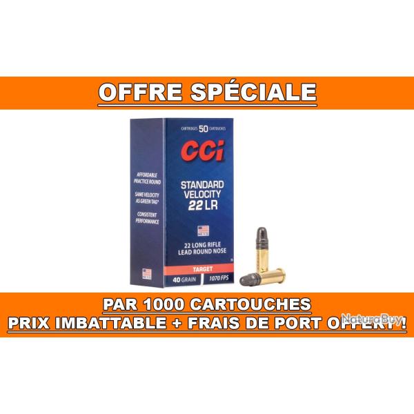 IMBATTABLE ! BOITE DE 1000 CARTOUCHES CCI STANDARD VELOCITY LRN CAL.22LR 40GR