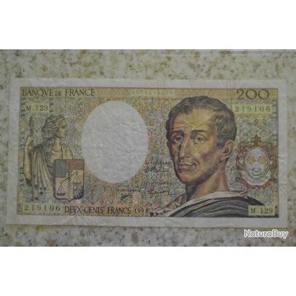 billet banque 200 francs Montesquieu 1986