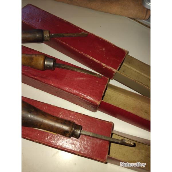 lot outils ancien armurier pour quadriller le bois