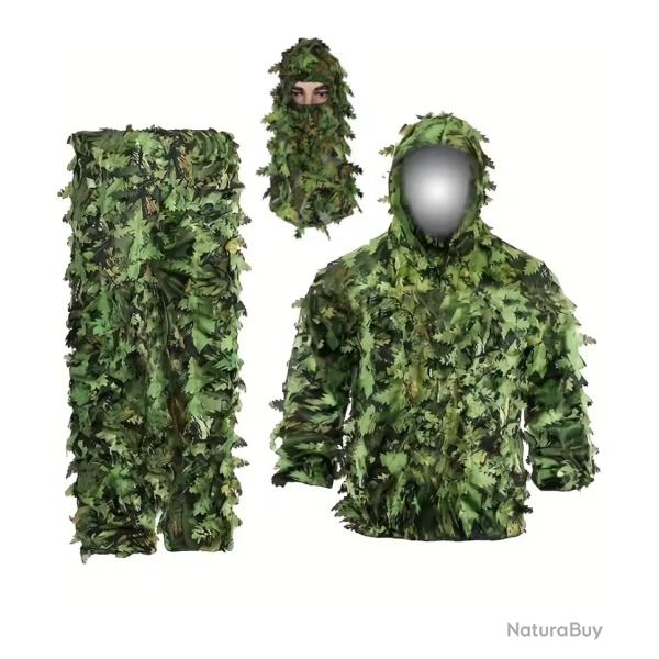 Costume de Camouflage Ghillie Adulte Avec Masque Chasse observation Vert