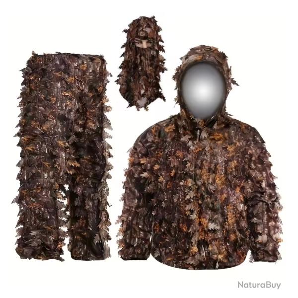 Costume de Camouflage Ghillie Adulte Avec Masque Chasse observation Marron