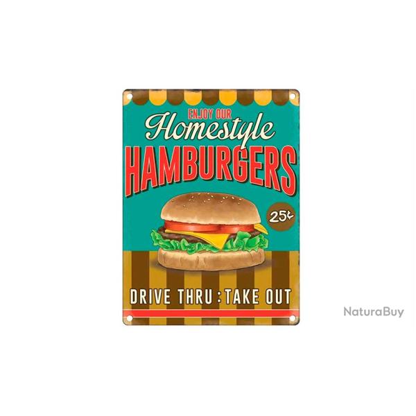 Plaque en m�tal Hamburgers