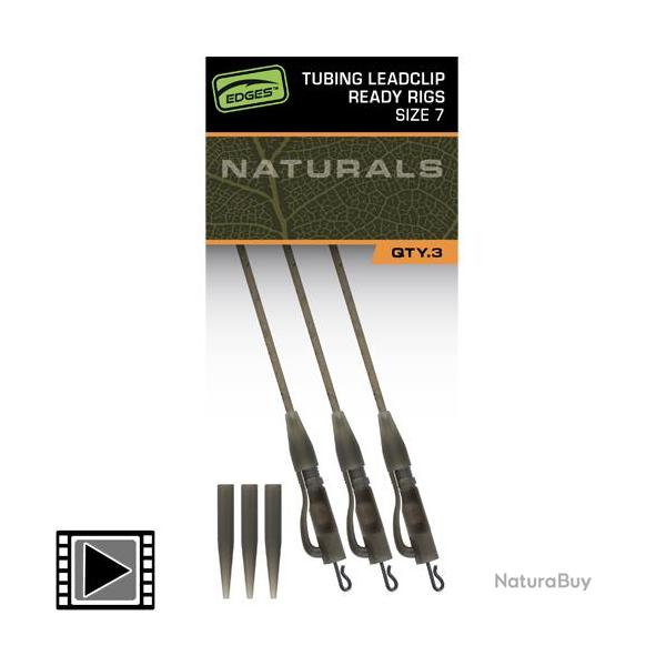 Montage Fox Edges Naturals Tubing Leadclip Ready Rigs (par 3)