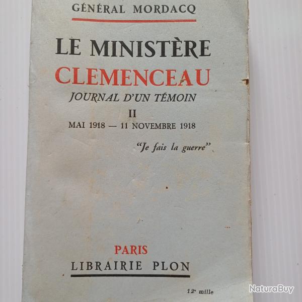 Le Minist�re CLEMENCEAU journal d'un t�moin II