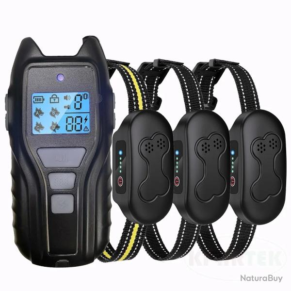 3 X Collier de Dressage Chien X13-3 IPX7 - Tlcommande 500 m Bip Vibration Choc Lampe Multi-Chiens