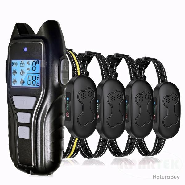 4 X Collier de Dressage Chien X13-3 IPX7 - Tlcommande 500 m Bip Vibration Choc Lampe Multi-Chiens