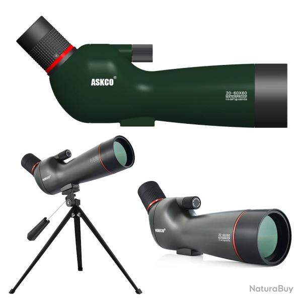 Longue Vue 20-60x60AE HD Lunette de Rep�rage Coud�e 45� Prisme BAK4 FMC Tr�pied et Sac Inclus