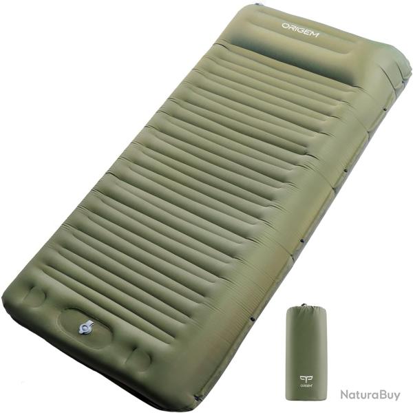 Matelas Camping de 14cm d'�paisseur, Autogonflant Ultra L�ger avec Pompe � Pied et Oreiller
