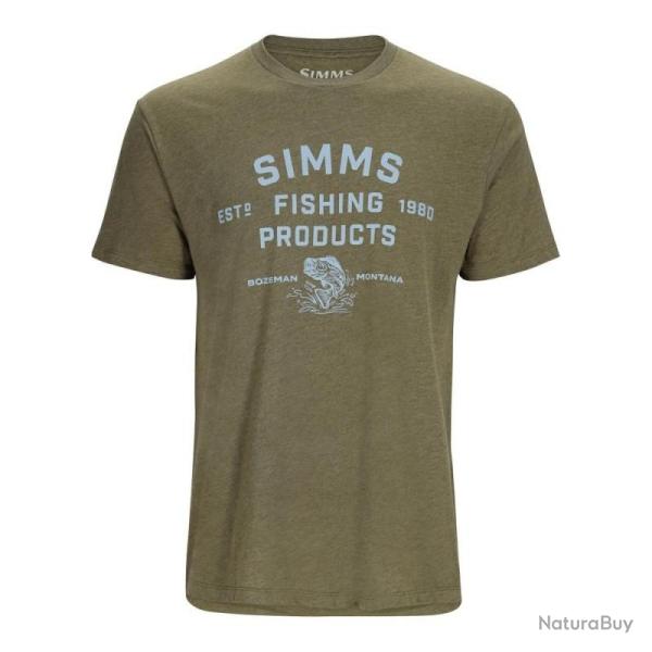 Tee shirt SIMMS Stacked Logo Bass Military Heather XXL