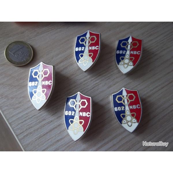 lot 5 insignes 602� Batterie Nucl�aire Biologique Chimique - NBC - Drago