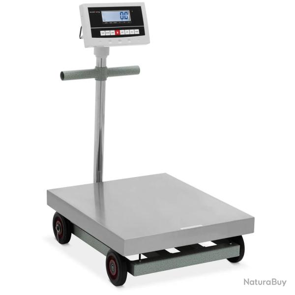 Balance plateforme professionnelle industrielle p�se-colis 600 kg / 0,1 kg 50 x 60 cm � roulettes k