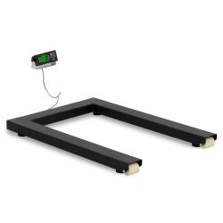 Balance au sol 1 500 kg / 0,5 kg 127 x 84 cm avec &eacute;cran LCD externe acier inoxydable plastique noir