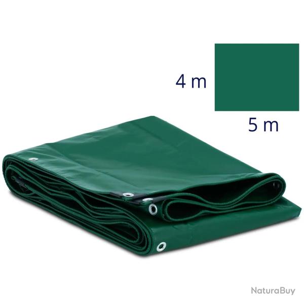 B�che de protection avec oeillets 500 x 400 cm 650 g/m� PVC plastique vert 14_0008465