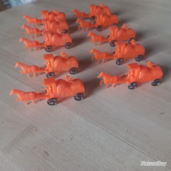 miniature vintage  50's 60's /  10  Diligences western avec son cowboy