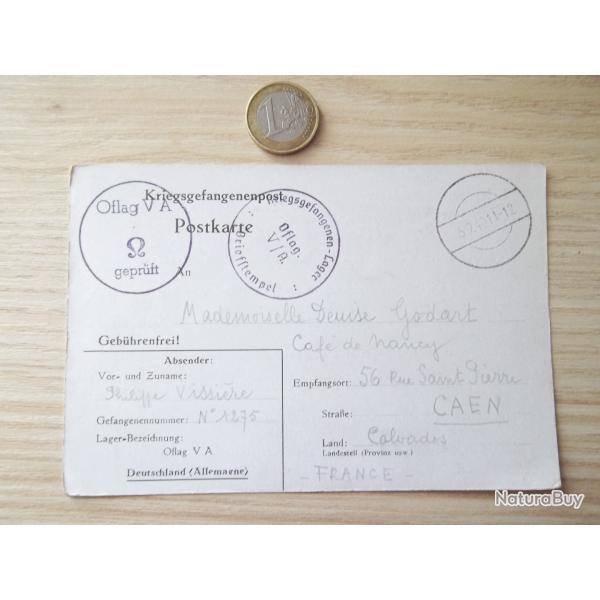 29 aout 1940 Oflag V-A Weinsberg correspondance prisonnier officier