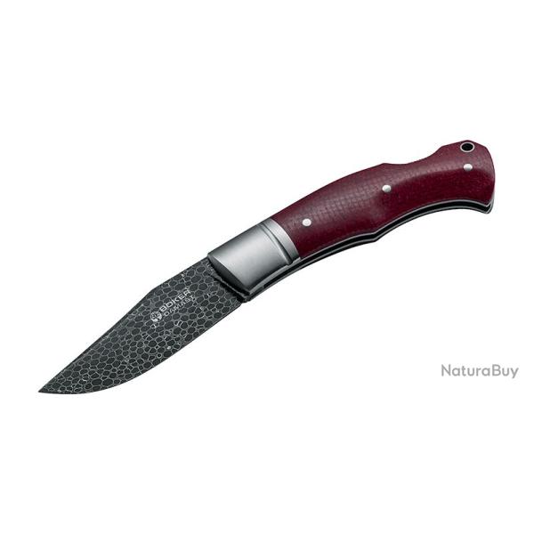 Couteau Boker Boxer Damascus - Lame 78mm - Manche Micarta