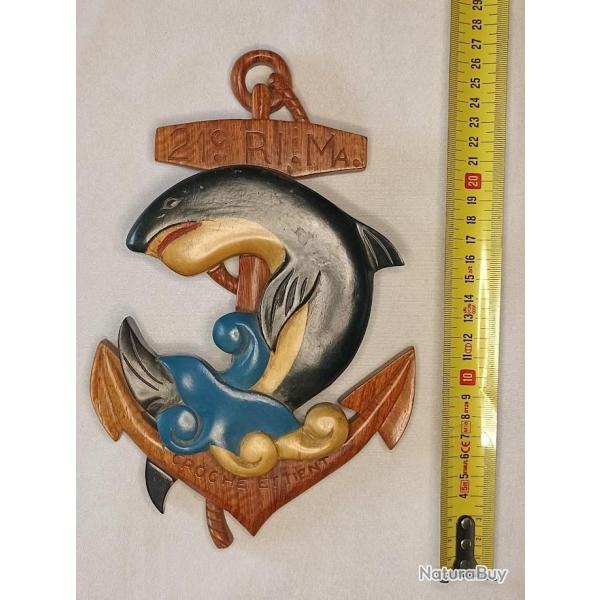 Insigne mural 21�me RIMa Colonial en bois sculpt�