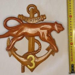 Insigne mural 21&egrave;me RIMa 3&egrave;me Compagnie Colonial en bois sculpt&eacute;