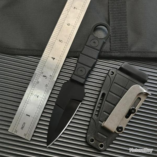 Couteau de Poche Outdoor Robuste avec Gaine Kydex - Lame Inox 7 cm - Collection Survie Randonne n2
